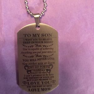 Son’s Dog Tag from Mom 💜❤️🖤